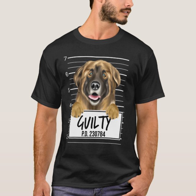 Camiseta Perro Leonberger Mugshot Culpable (Anverso)