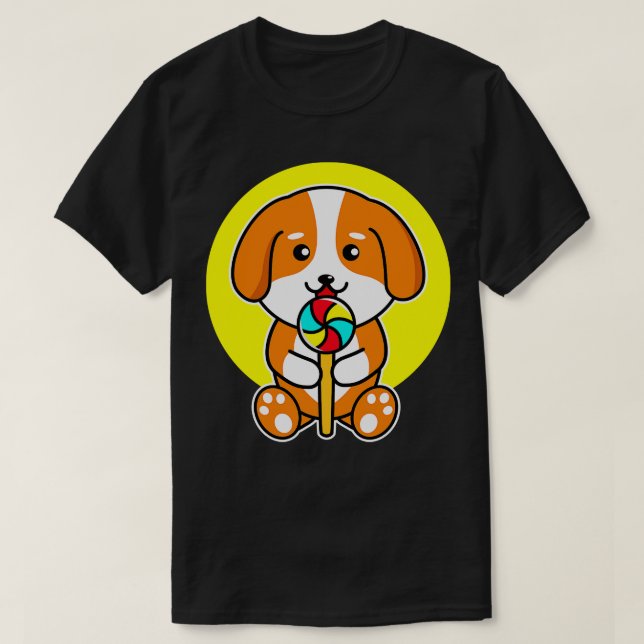 Camiseta Perro lindo comiendo dulces y aguijón (Diseño del anverso)