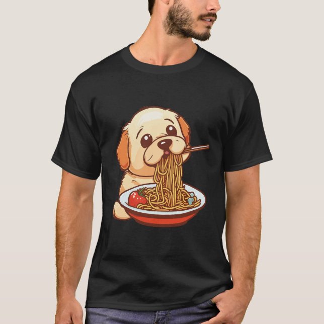 Camiseta Perro lindo comiendo espagueti (Anverso)