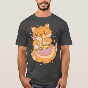 Camiseta Perro lindo comiendo fideos de Ramen Kawaii Otaku 