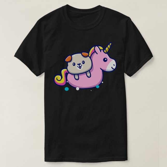 Camiseta Perro lindo con anillo de natación Unicornio (Diseño del anverso)