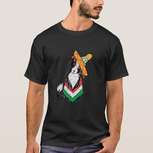 Camiseta Perro lindo con Fiesta mexicano Poncho Cinco De Ma (Anverso)