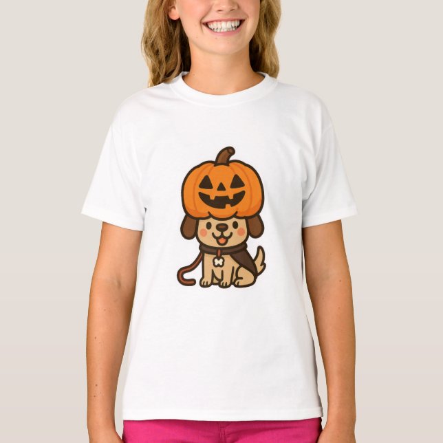 Camiseta Perro lindo con jack-o-lantern (Anverso)