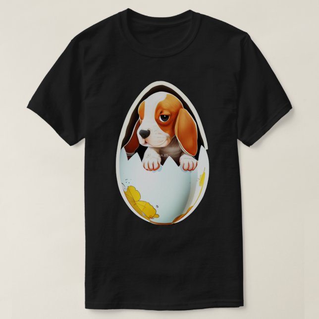 Camiseta Perro lindo en el huevo 2 (Diseño del anverso)