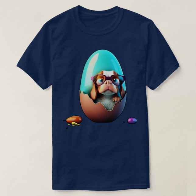 Camiseta perro lindo en el huevo (2) (Diseño del anverso)