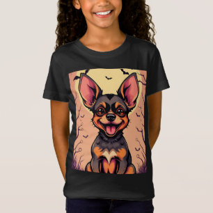 Camiseta Perro Lindo en Escena de Halloween con Calabazas