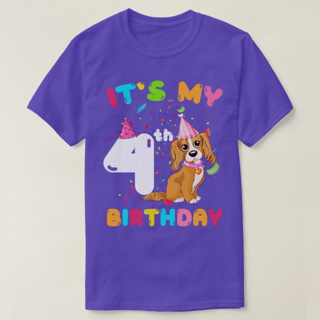 Camiseta Perro lindo es mi cuarto cumpleaños (Diseño del anverso)