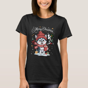 Camiseta Perro lindo Husky Siberiano bebe cacao caliente Na