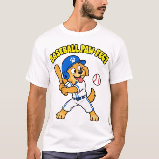 Camiseta Perro Lindo Jugando Béisbol Pata Perfecta Divertid