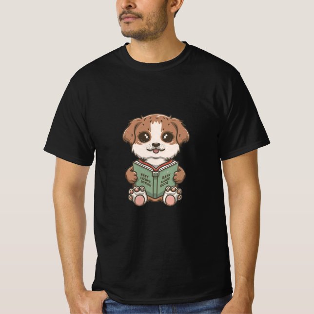 Camiseta perro lindo leyó un libro con ropa, divertido (Anverso)