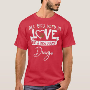 Camiseta Perro lindo llamado Diego Design para mujeres y ho
