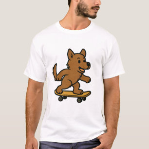Camiseta Perro lindo montando monopatín