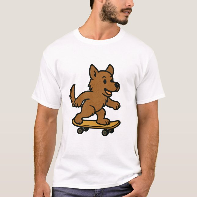 Camiseta Perro lindo montando monopatín (Anverso)