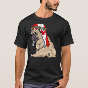 Camiseta Perro Lindo Pug Retro Bandera de Canadá Orgullo