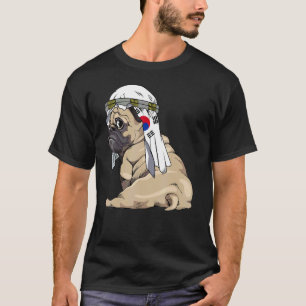Camiseta Perro Lindo Pug Retro Bandera de Corea del Sur Org