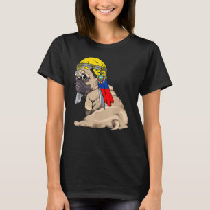 Camiseta Perro Lindo Pug Retro Bandera Ecuador Orgullo 1