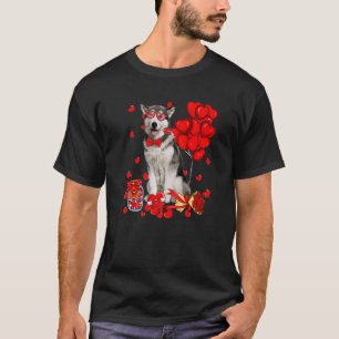 Camiseta Perro lindo siberiano husky corazón día de San Val