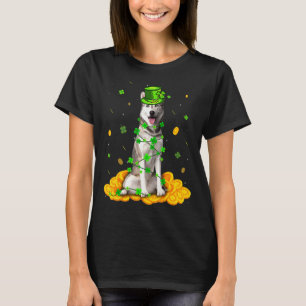 Camiseta Perro lindo siberiano Husky Día de San Patricio Tr