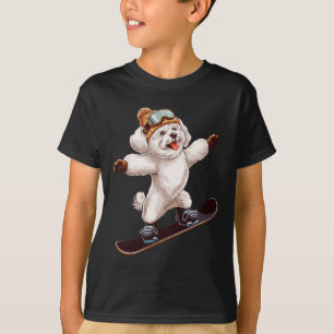 Camiseta Perro lindo Snowboarding Diversión Hombres Deporte