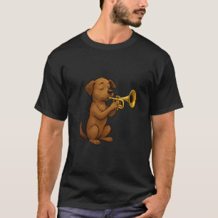 Camiseta Perro Lindo Tocando Trompeta, Perro Divertido Trom