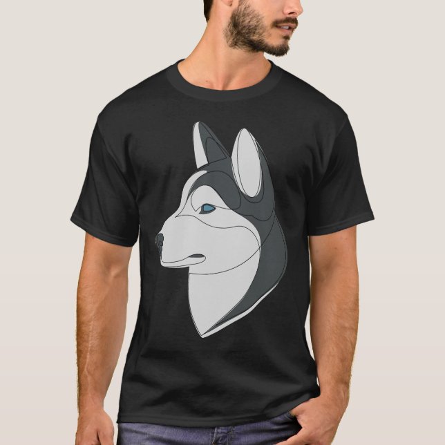 Camiseta Perro lineal Husky Siberiano (Anverso)