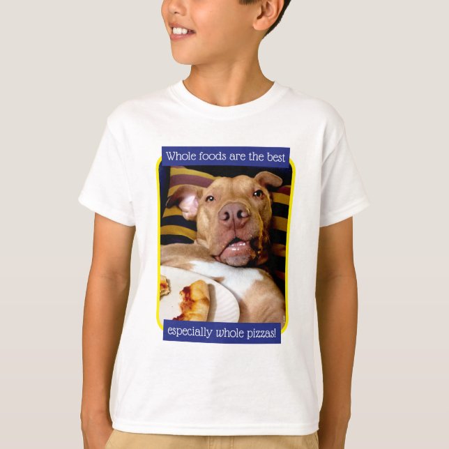 Camiseta Perro lleno de pizza (Anverso)