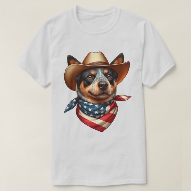 Camiseta Perro llevando un Gorra y una banda de bandera est (Diseño del anverso)