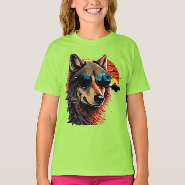 Camiseta Perro lobo con gafas de sol en las ideas de regalo (Anverso)
