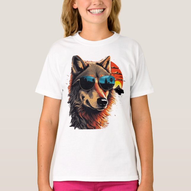 Camiseta Perro lobo con gafas de sol en las ideas de regalo (Anverso)