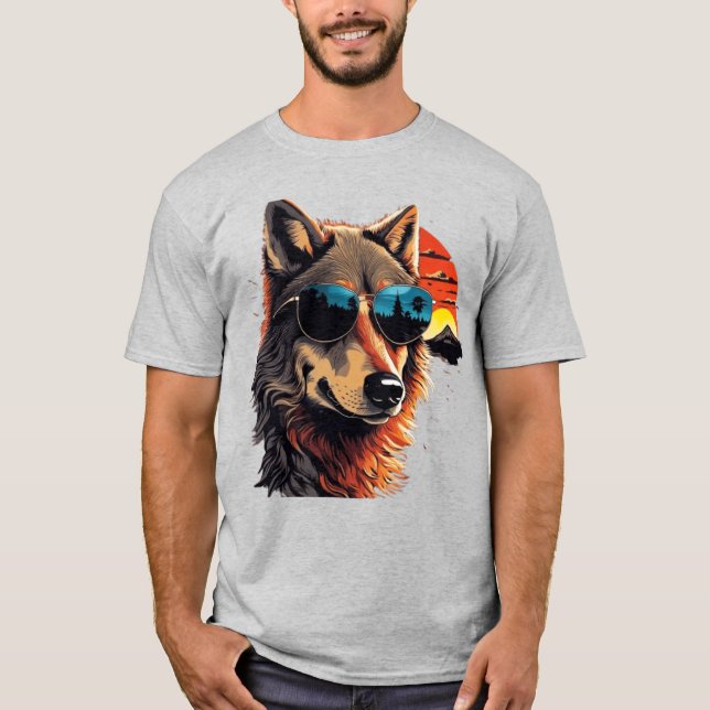 Camiseta Perro lobo con gafas de sol en las ideas de regalo (Anverso)