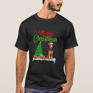 Camiseta Perro lobo irlandés árbol de Navidad iluminado per