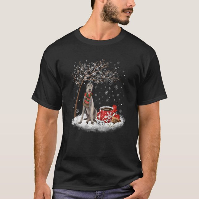Camiseta Perro lobo irlandés en invierno Navidad Nieve X (Anverso)