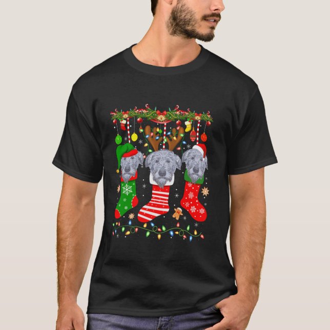 Camiseta Perro lobo irlandés en Navidades calza Santa Elf L (Anverso)