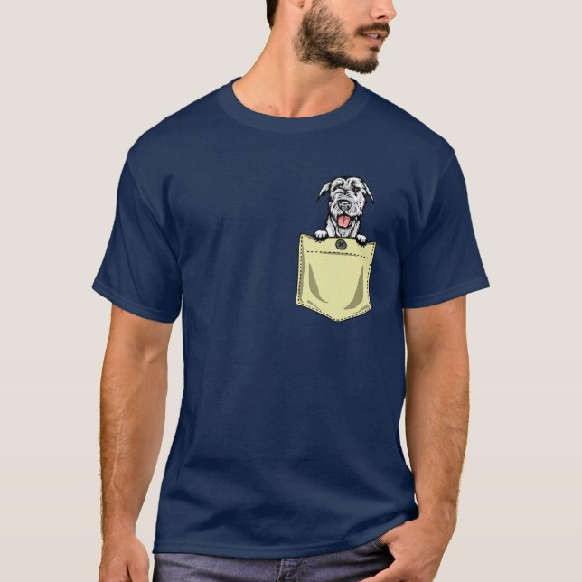 Camiseta Perro lobo irlandés en picapia de bolsillo (Anverso)