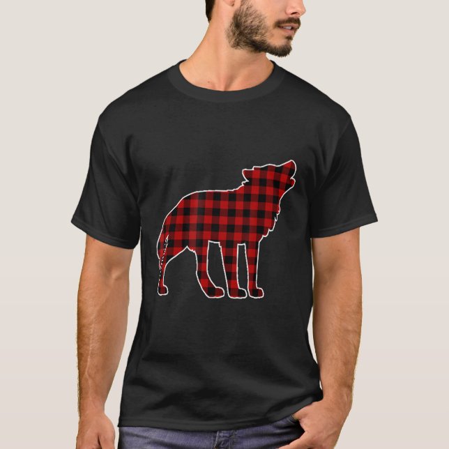 Camiseta Perro lobo Navidades Perro camisón búfalo colocado (Anverso)
