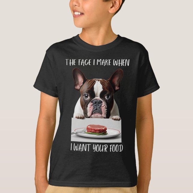 Camiseta Perro Lover Diseño Cena de carne Bulldog francés (Anverso)