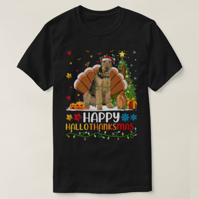 Camiseta Perro Lover Gracioso Feliz Airedale Terrier Perro  (Diseño del anverso)