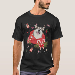 Camiseta Perro Malamute De Alaska En Ornamento De Navidades