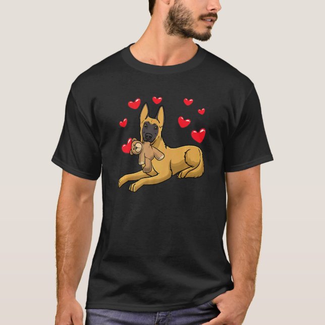 Camiseta Perro malinois con animal relleno Pastor belga (Anverso)