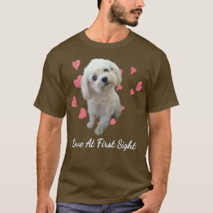 Camiseta Perro maltés amante de los corazones rosas cachorr