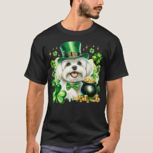Camiseta Perro maltés amante Shamrock St Patricks Day Lucky