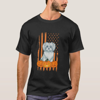 Camiseta Perro maltés Bandera estadounidense costo patrióti