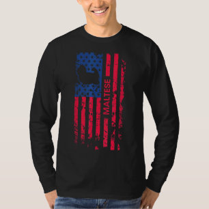 Camiseta Perro Maltés Bandera Patriótica Estadounidense 4 D