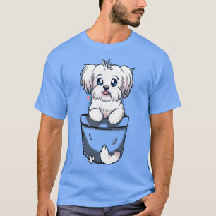 Camiseta Perro maltés de bolsillo lindo