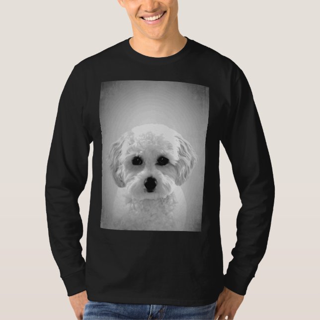 Camiseta Perro maltés de caniche BW Vintage D14 (Anverso)