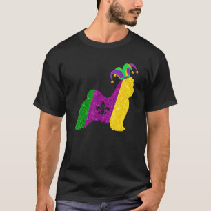 Camiseta Perro maltés divertido Mardi Gras Fiesta Máscara P