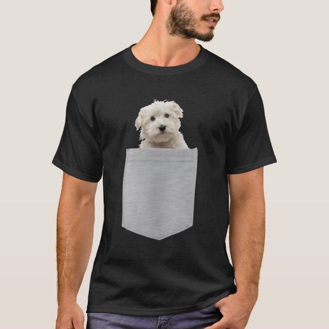 Camiseta Perro maltés en el bolsillo (Anverso)