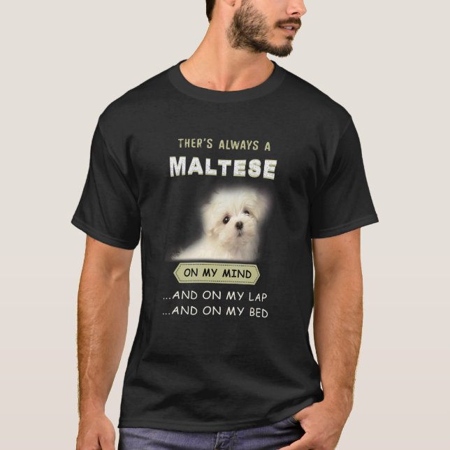 Camiseta Perro maltés está en mi mente cachorro 1 (Anverso)