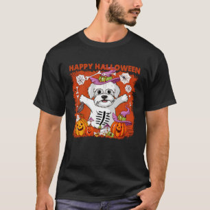Camiseta Perro maltés feliz Halloween
