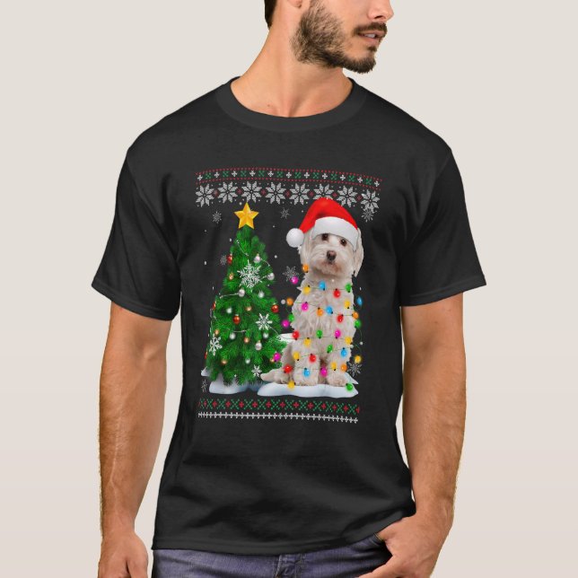 Camiseta Perro maltés feo Papá Noel (Anverso)